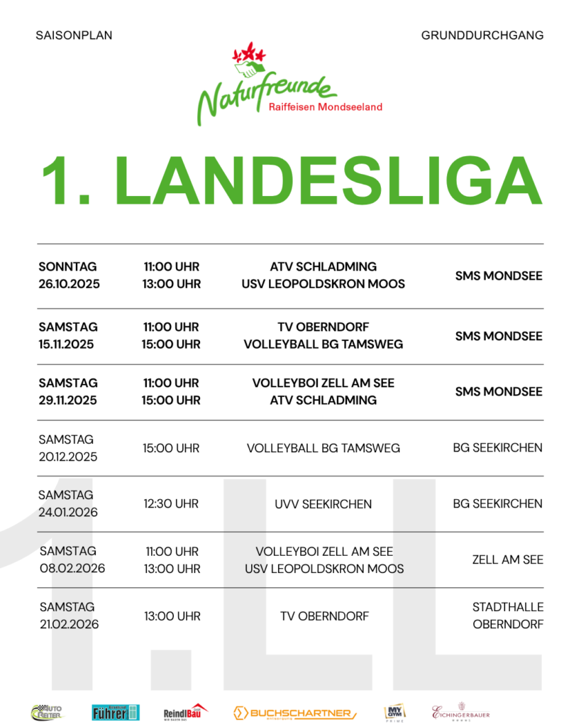 Spielplan 1. Landesliga Saison 2025/26