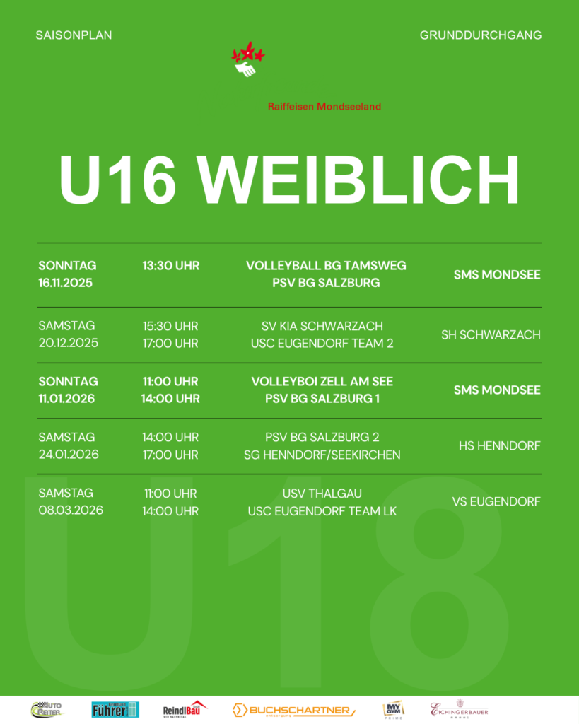 Spielplan U16 weiblich Saison 2025/26