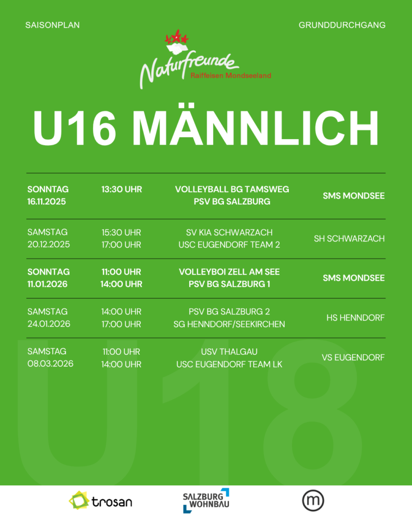 Spielplan U16 männlich Saison 2025/26